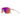 The Julbo Eyewear Frequency sunglasses feature a pink shield-style frame and a single large mirrored lens with bold orange, yellow, and purple gradients for striking full coverage. #color_pastel-pink-green-with-spectron-3-lens