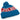 The Julbo Eyewear Classic Pom Beanie features blue knit fabric, a folded brim, red and white JULBO band, and a matching blue pom-pom—perfect for cozy Alpine winter days. #color_julbo-classic-pom-beanie-bleu-blanc-rouge