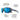 A pair of sport sunglasses with blue mirrored lenses and dark gray frames, shown with callout lines and text explaining features like removable side shields, curved temples, nose grip, and grip tech temples. #color_black-blue-white-with-spectron-3-polarized-lens