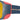Close-up of the hinge and temple arms of Julbo Eyewear Monterosa Sunglasses Parts, featuring a blue and pink frame, yellow lens, and the Julbo logo on the metal arm. #color_monterosa-side-shields-pair-coral