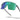 Close-up of a pair of sporty sunglasses with green and blue mirrored, semi-rimless lenses and grey arms, shown against a white background.