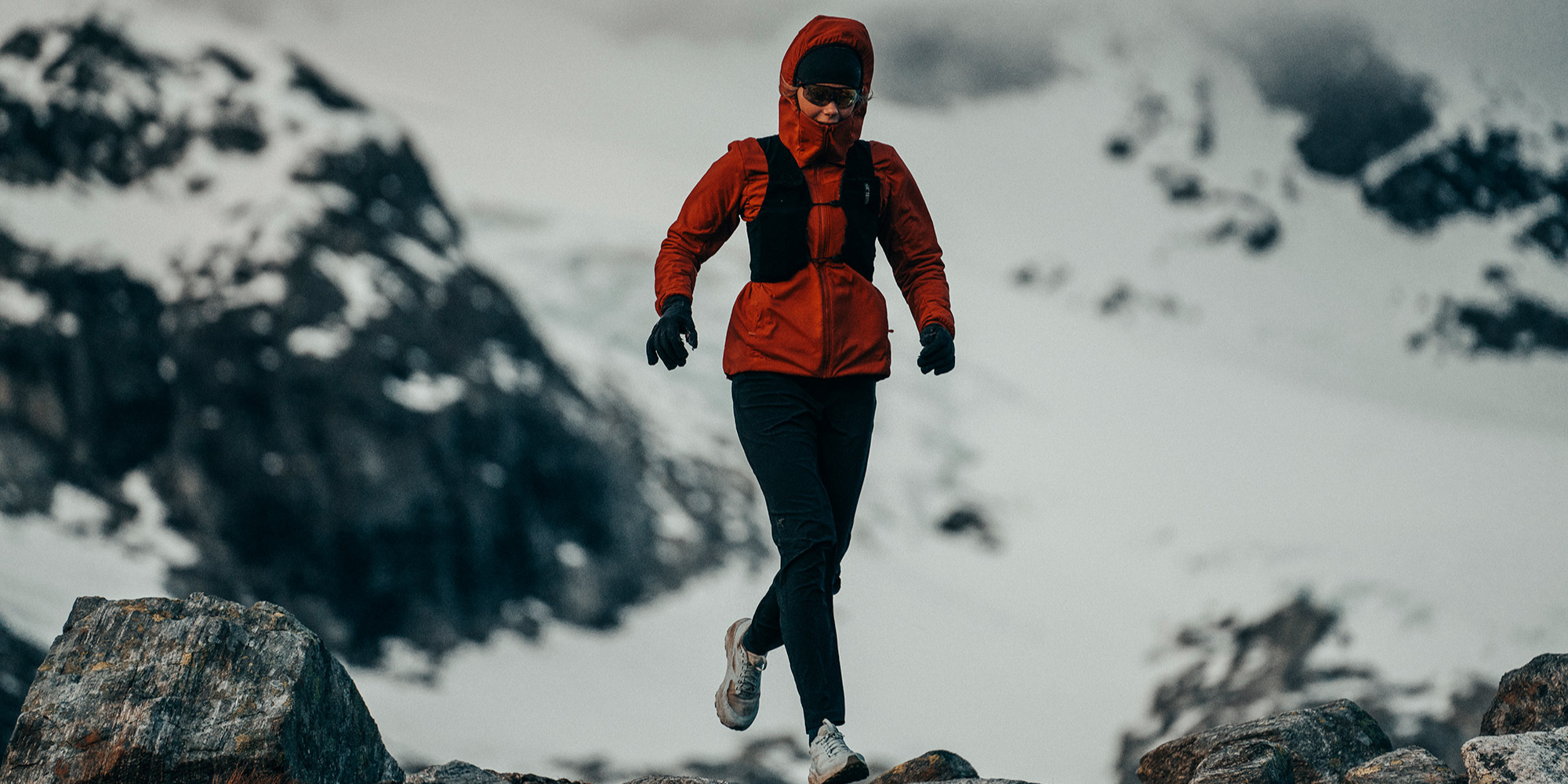 Woman running in the mountains