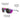 Multicolor sunglasses with text callouts highlighting features like a removable nose bridge cover, curved temples, and removable side shields. The sunglasses have a translucent blue frame with bright pink, yellow, and gray accents, and dark lenses. #color_blue-pink-with-spectron-4-lens