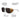 A pair of wraparound sunglasses with dark lenses, a black metal and plastic frame, a tan leather side shield, and red nose grip accents, shown on a white background with callout text describing features. #color_black-/-red-/-brown-with-reactiv-2-4-polarized-lens