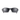 Front view of black wraparound sunglasses with dark lenses and slightly curved arms against a white background.