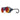 Julbo Eyewear’s Vermont Classic mountaineering sunglasses feature round frames, red-orange mirrored lenses, dark blue leather side shields, and curved black temple arms for iconic mountain protection on a white background. #color_white-blue-with-spectron-3-lens
