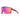 Julbo USA Fury cycling sunglasses feature a single large, reflective lens with yellow-to-pink gradient colors. These pink and black, helmet-compatible shades deliver style and performance for your ride. #color_black-pink-with-spectron-3-lens