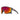 The Julbo USA Fury sports sunglasses feature a large, angular frame with red-orange mirrored lenses and a small red temple logo. Helmet compatible, these cycling sunglasses deliver style and performance on every ride. #color_black-red-with-spectron-3-lens