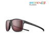 Julbo Eyewear’s The Streets sunglasses feature black frames, red polarized lenses for all-day comfort (Polarized 3.0), with the SPECTRON HD POLARIZED logo in the top right corner. #color_black-with-spectron-3-polarized-hd-lens