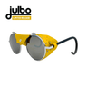 The Julbo-usa Vermont Classic sunglasses feature high-performance lenses, yellow side shields, and a leather nose piece. Sporting the Julbo logo and Limited Release label, these modern mountaineering glasses are reimagined in a classic design. #color_vermont-classic-mountain-mango-with-spectron-4-lens