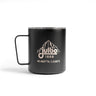 Black Metal Coffee mug with the julbo logo and coordinates of the Julbo HQ in France #color_julbo-camper-mug-12oz-black-mont-blanc