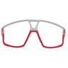 A pair of Julbo USA Fury Lenses & Parts sport-style sunglasses featuring a white upper edge and red lower edge, displayed on a white background—perfect for anyone wanting stylish frames or handy replacement parts.