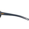 Close-up of the dark gray temple arms on Julbo USA's Camino Lenses & Parts, showing an orange logo near the hinge and a small elongated hole at the arm's end.