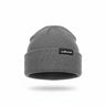 The Julbo Beanies by Julbo Eyewear feature a gray ribbed acrylic knit, a folded brim for comfort, and a black Julbo logo patch on the front. #color_julbo-beanie-grey-heather