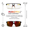 Julbo Eyewear’s Liry sunglasses feature REACTIV photochromic lenses that shift from clear (87% VLT) to dark (15% VLT), with high contrast optics, adjustable nose fit, and full UV protection. #color_matte_gray_dark_brown_with_reactiv_0_3_high_contrast_lens
