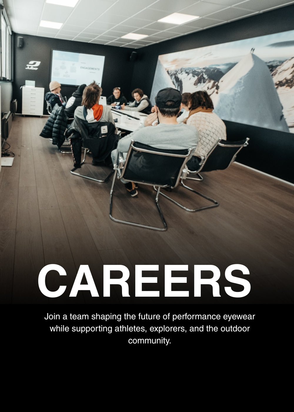 A photo of employees at the julbo office with copy about careers at Julbo