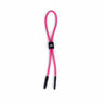 Julbo Eyewear Floating Sunglass Cords in pink fabric feature black rubber ends, a black branded tag, and Bouyancy 2.0 Technology, shown isolated on a white background. #color_floating-sunglass-strap-pink