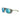 Julbo Eyewear Slack Cover sunglasses feature green frames, blue polarized mirrored lenses, removable side shields, and textured arms, shown on a white background. #color_army-gray-with-spectron-4-polarized-hd-lens