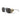 Aviator-style sunglasses with dark gray translucent frames, dark lenses, and a beige fabric-covered temple arm with visible rivets, shown on a white background. #color_blue-/-beige-/-black-with-spectron-4-lens