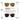 A product infographic for REACTIV/2 polarized sunglasses showing two views of the same eyewear on a white background with explanatory text and sun/cloud icons. The top pair has yellow-green lenses and warm amber/orange temple accents; the bottom pair has darker brown lenses. #color_black-/-red-/-brown-with-reactiv-2-4-polarized-lens