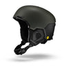 The Julbo Eyewear Hyperion - MIPS helmet, matte black, for ski or snowboard backcountry freeride, features ear protection, an adjustable chin strap, and a yellow MIPS safety label on the side—shown on a white background.