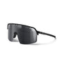 The Julbo Eyewear Intensity Black Series sunglasses feature a lightweight frame and large Black Spectron 3 lens, ideal for endurance sports.