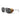 Custom aviator-style sunglasses with dark gray lenses, a black metal frame, and a distinctive tan wood inlay on the side, shown on a plain white background. #color_black-/-red-/-brown