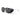 A pair of futuristic aviator-style sunglasses with a matte black frame, dark gray lenses, and a silver metal temple arm, shown on a clean white background. #color_black-/-white-/-black